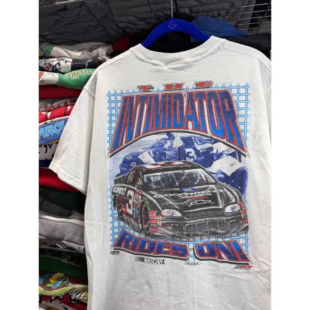 Vintage 90s Dale Earnhardt NASCAR The Intimidator Rides On White T-Shirt M